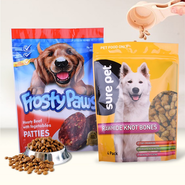 Bolsa De Pie Personalizada Con Cremallera De Papel De Aluminio Reciclado Impresa Adecuada Para Palitos De Dentición Para Cachorros