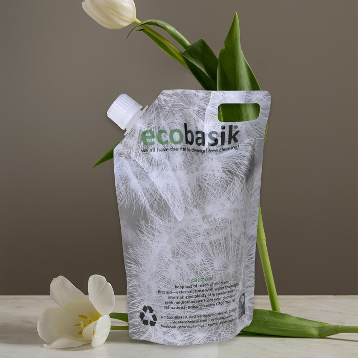 Bolsa De Pie De Líquido Recargable De Bioplástico Reciclable Con Pico Para Productos De Limpieza