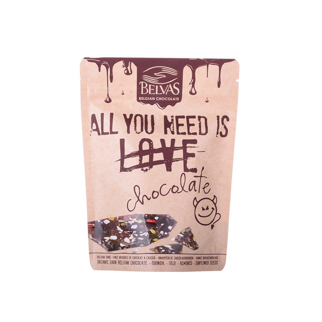 Logotipo personalizado Kraft Paper transparente Bag de plástico resellable Embalaje de chocolate Barra de proteínas al por mayor Embalaje