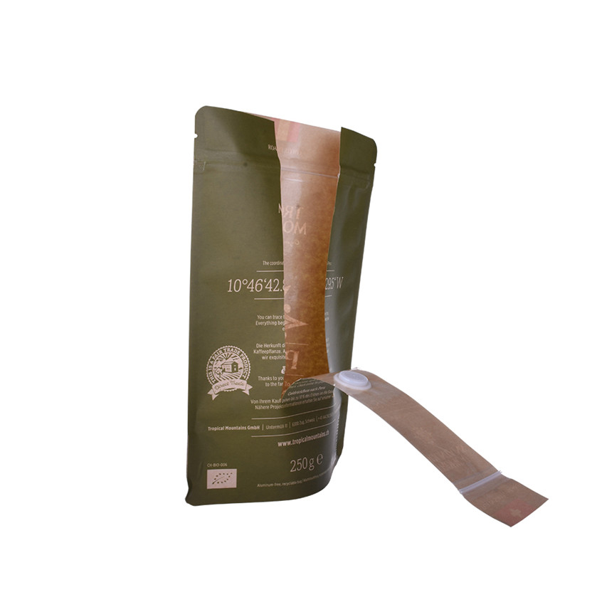Impresión mate Diseño de impresión Gravure Su propia bolsa de pie Waitrose Empaque compostable Cómo abrir Bolsa de café