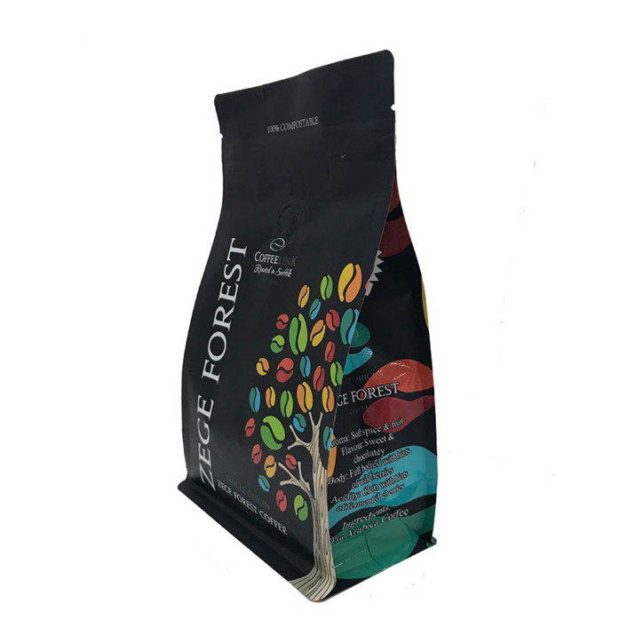 Nuevo estilo calefacción sellada de fondo plano plano empaquetado biodegradable para alimentos 2 oz bolsas de café