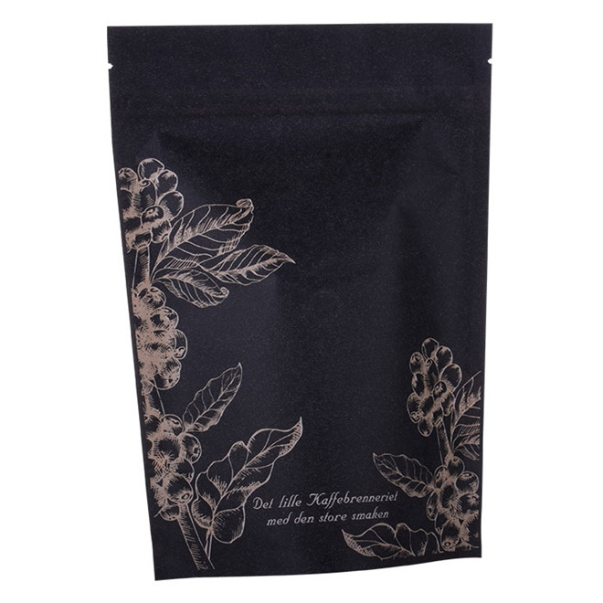 Bolsa de café con cerradura ecológica con cremallera con impresión mate