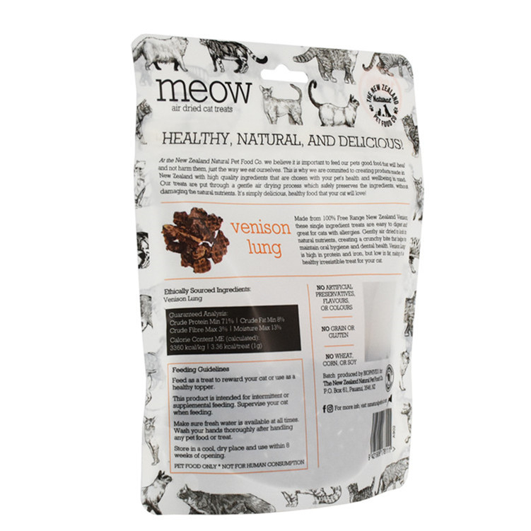 Materiales a base de maíz Materiales Stand-up Cat Food Blok Pouch con agujero euro