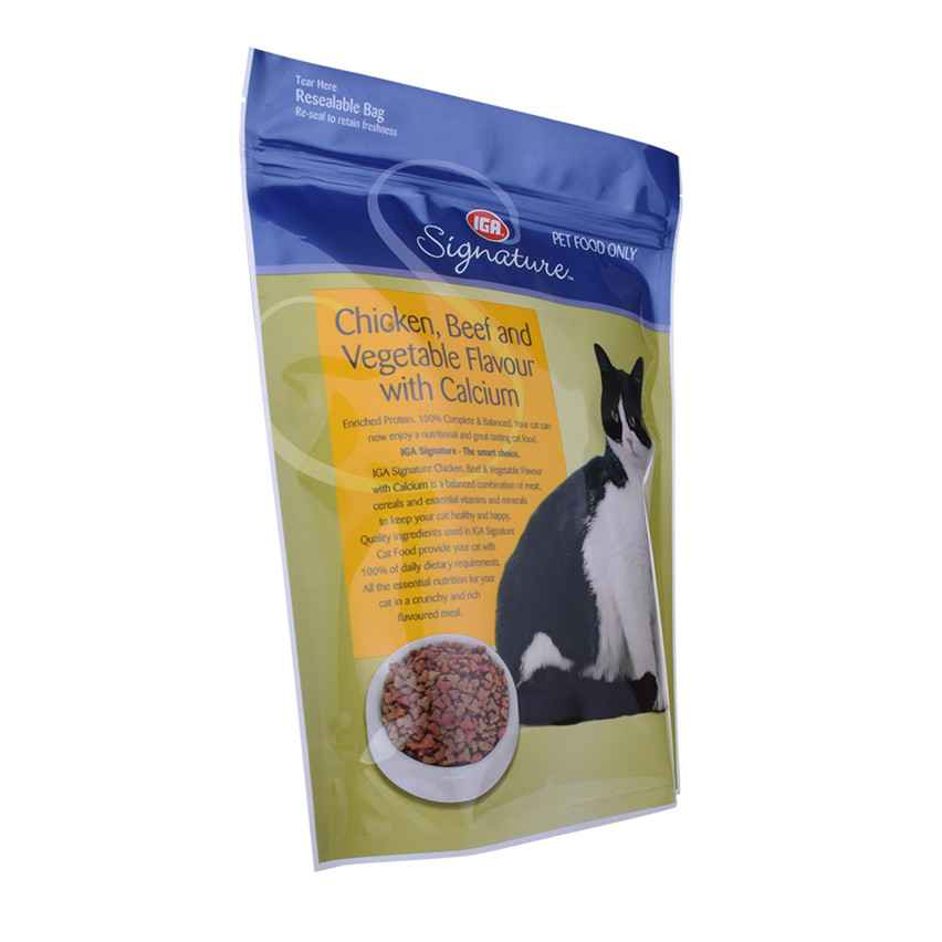 Mejor precio Producto compostable bolsas de comida de gato de pie resellable al por mayor