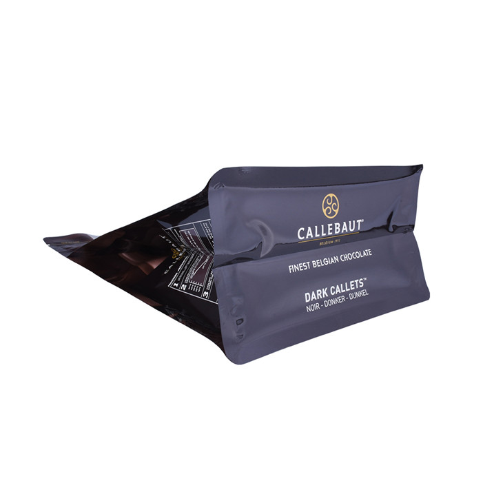 Bolsa mylar de tamaño personal de fondo plano impreso personalizado con cremallera para embalaje de chocolate