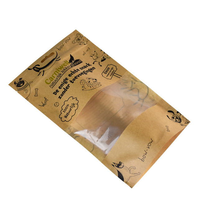 Bolsa de papel de envasado de comida para perros con cerradura de cremallera con cremallera
