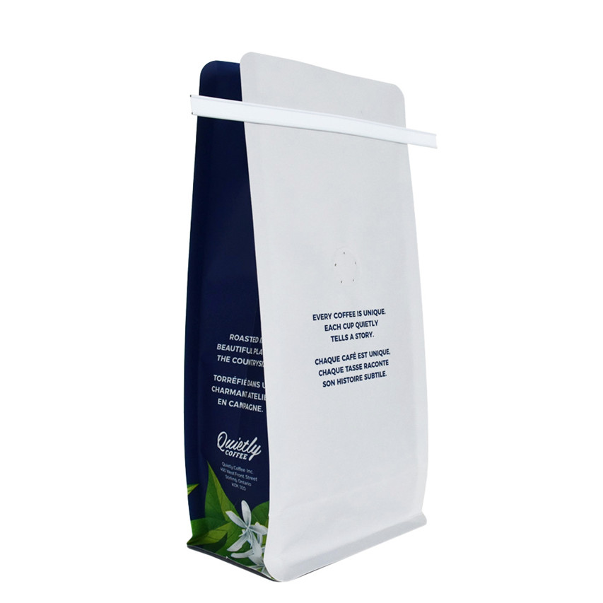Película biodegradable de acabado brillante personalizado para empaquetar empaquetado de café personalizado de bolsa de papel resellable
