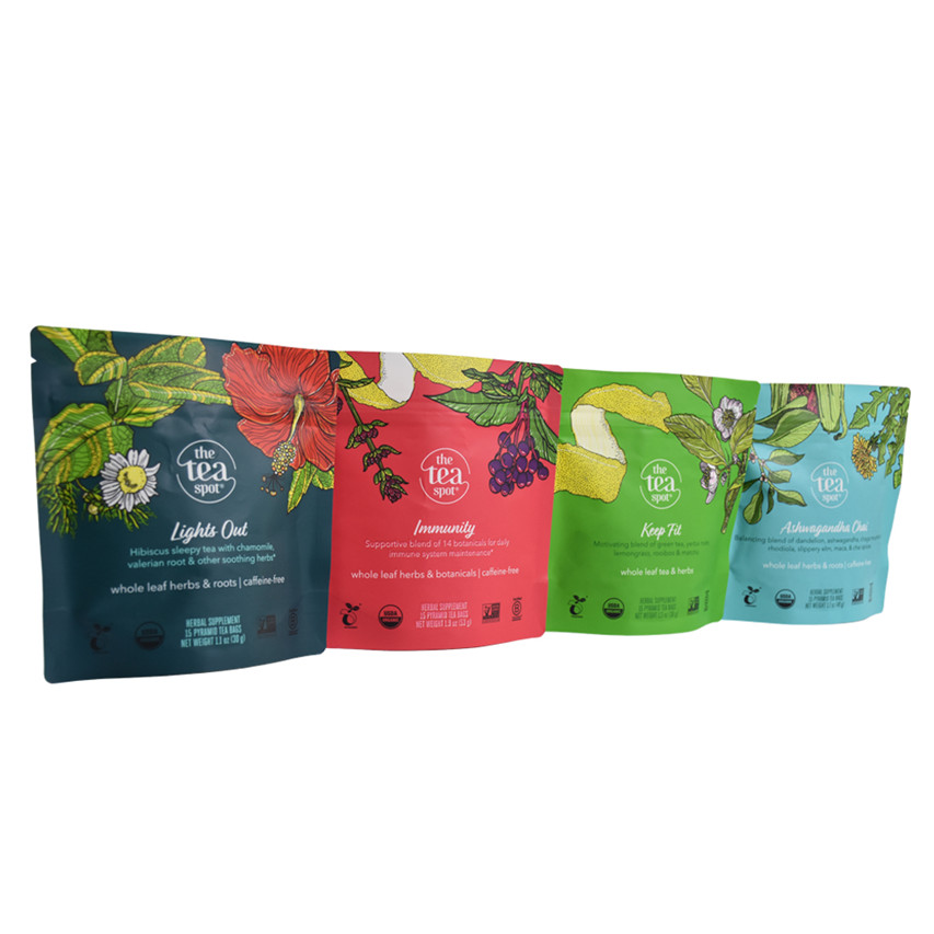Materiales reciclables de grado alimenticio bolsas reciclables biodegradables stand up bolsas de café cubiertas