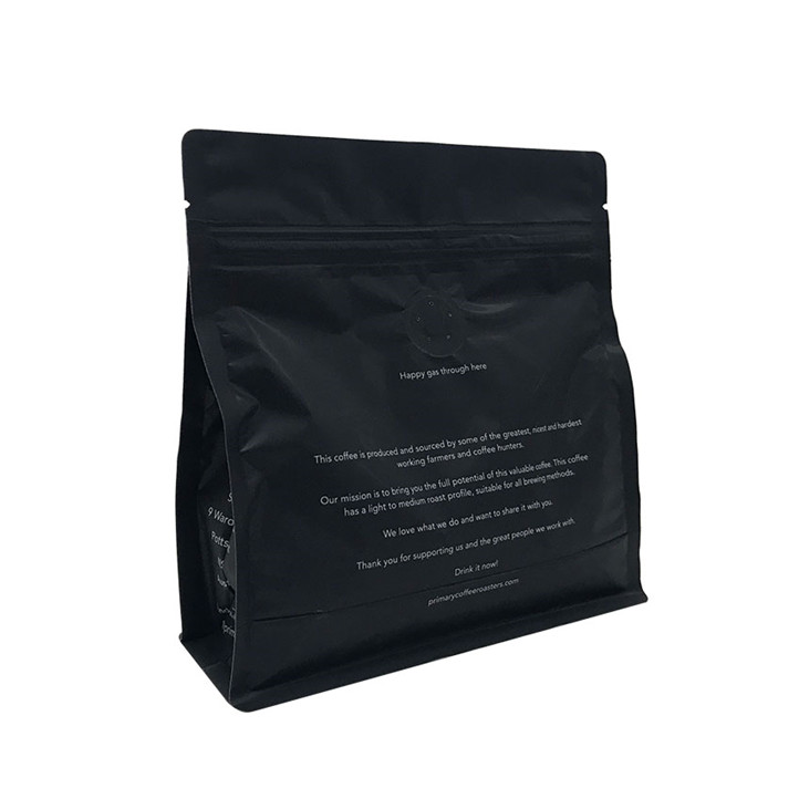 Bolsas de café de plástico hechas a medida de acabado negro mate a prueba de humedad