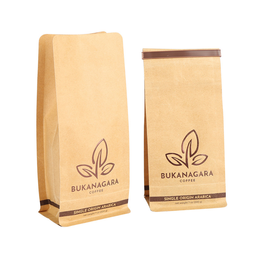 Bolsas de café de fondo plano de alta calidad 100% compostable con corbata de hojalata