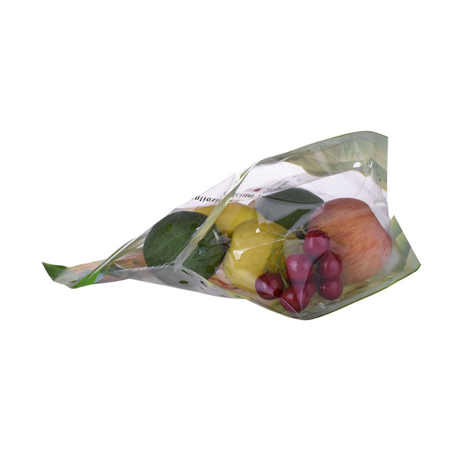 Logotipo impreso en bolsa de frutas reciclable de plástico ecológica con crecía con mango