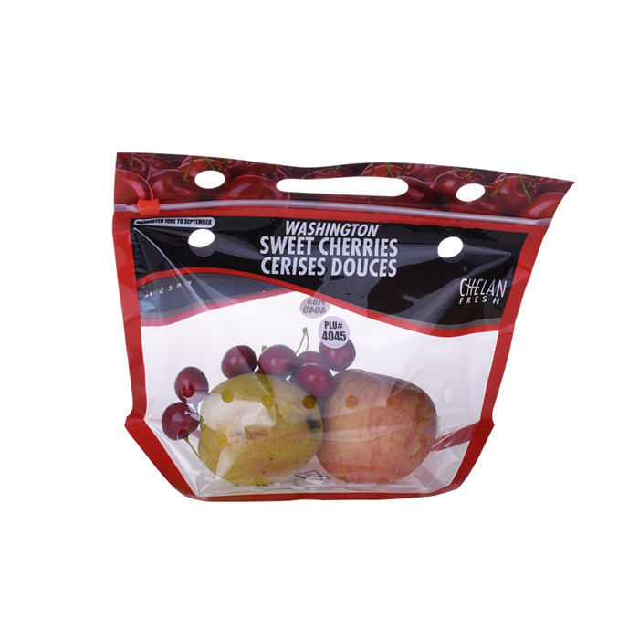 Bolsa de envasado de uva de plástico de sello de calor con cremallera deslizante para empacar fruta fresca