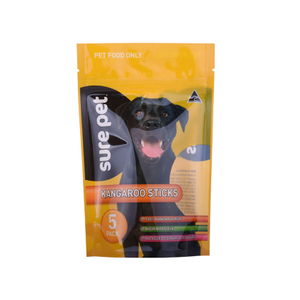 Diseño personalizado Eco Plastic Zip Lock Stand Up Bolsas de comida para mascotas al por mayor