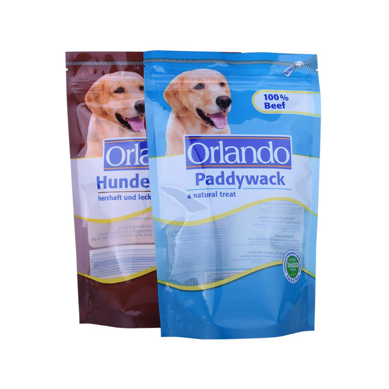 Bolsa de pie recycable de PE para paquete de comida para perros para mascotas con impresión