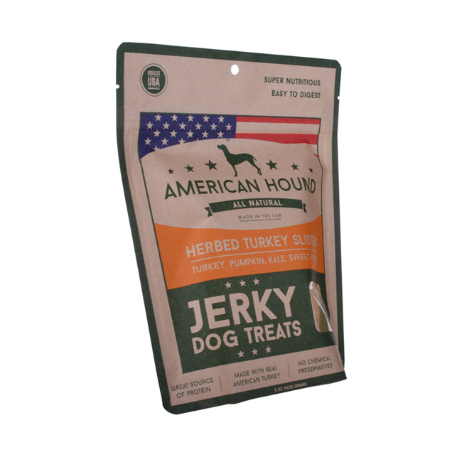 Bolsa de papel kraft marrón de pie orgánico para carne seca doypack