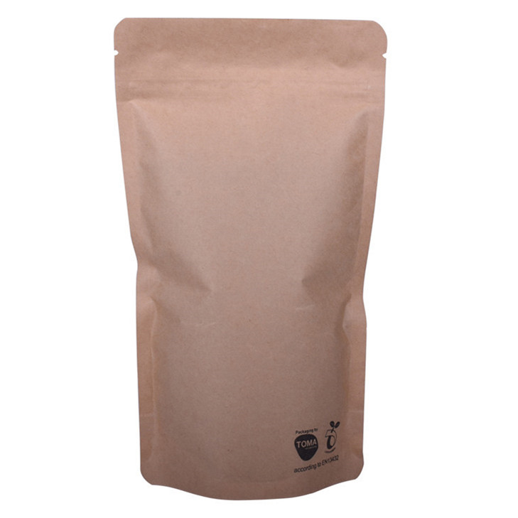 Biografías de plástico biodegradable Kraft Paper Zipllock Stand Up Bag Fabricantes