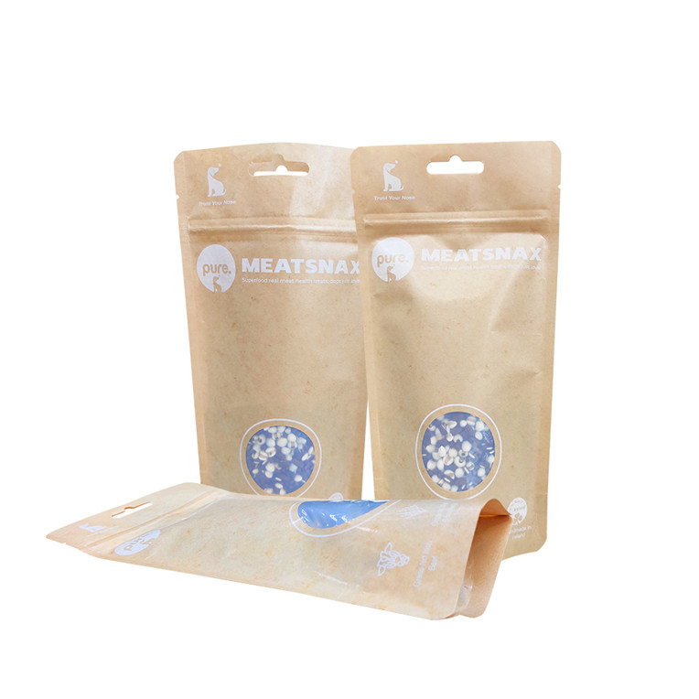 Embalaje de maíz biodegradable Impresión Gravure Impresión Colorida Bolsa de papel Kraft con ventana
