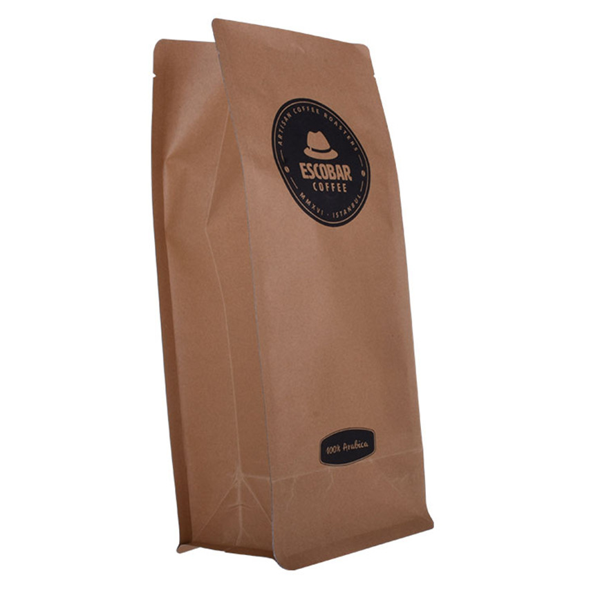 Bolsa de café con ziplock de fondo plano con logotipo personalizado al por mayor