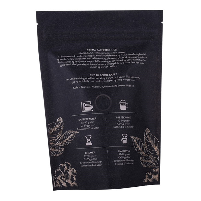 Papel de pie compostable y bolsa de café biodegradable con válvula