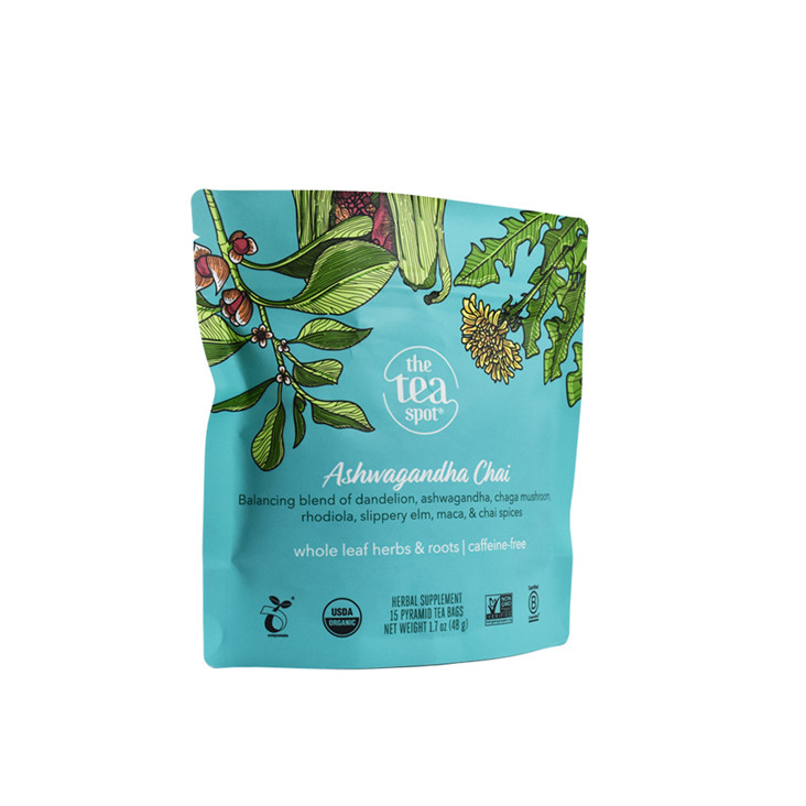Embalaje de la cremallera de té de papel blanca ecológica biodegradable con impresión con impresión