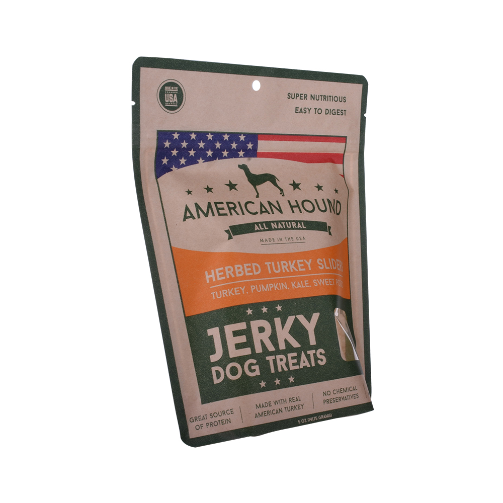 El perro de ternera secado de papel Kraft superior con cremallera personalizada trata el bolso de pie