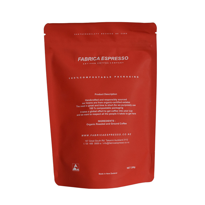 FSC Bolsas de café verdes certificadas de Soft Touch Bio Compostable Bolsas de café con cremallera