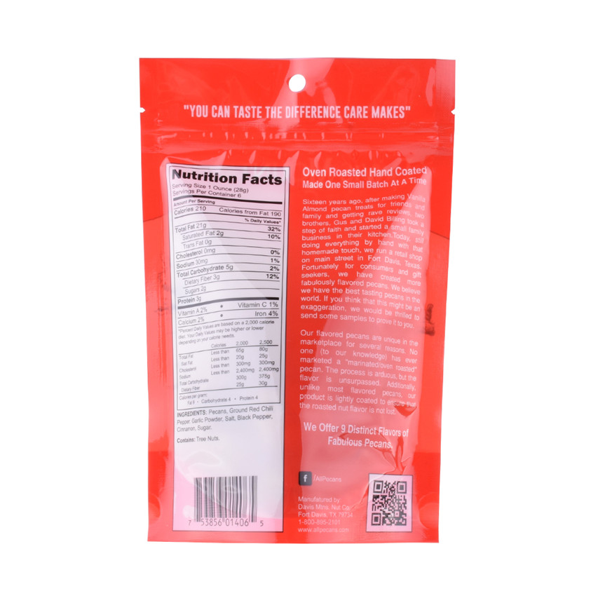 Bolsa de impresión compensada barata con certificación BPI con cremallera nueces compostables de bolsa