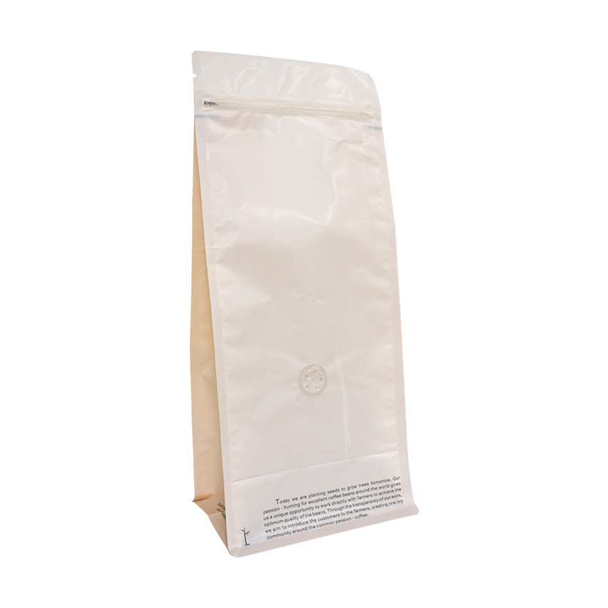Producción personalizada de alta calidad Compostable Biodegradable Bolsas de café de fondo plano con válvula