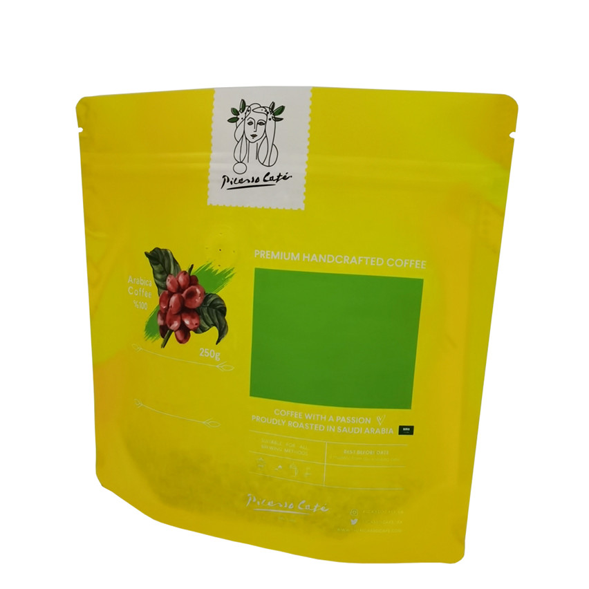 Producción personalizada Eco Plastic Stand Up Coffee Packaging Bag al por mayor