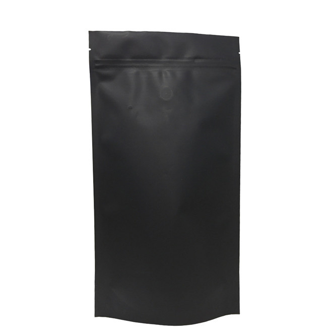 Minorista Matte Black Coffee Reciclable Stand Up Embalaje de Zipllock resellable
