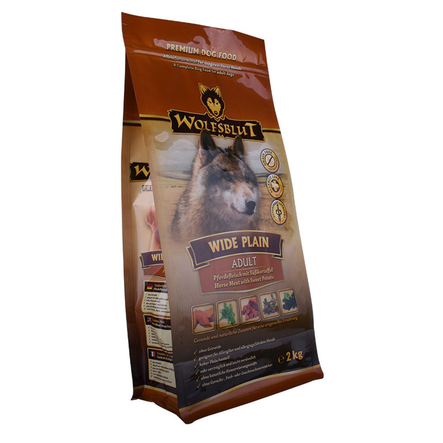 Bolsa de envasado de comida para perros con bolsa de refuerzo lateral