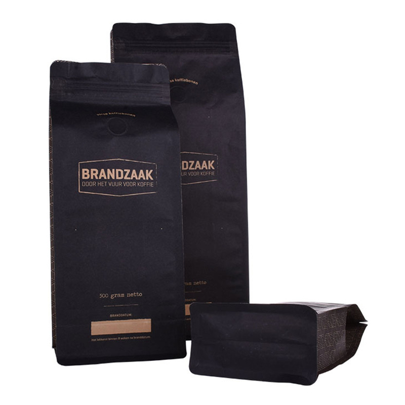 Bolsa de empaque resellable de fondo plano compostable para café