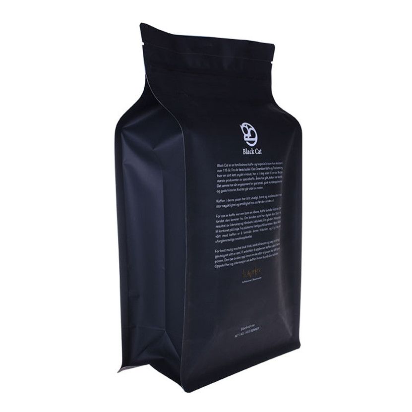 Bolso de café de bolsa de caja compostable con válvula y cremallera