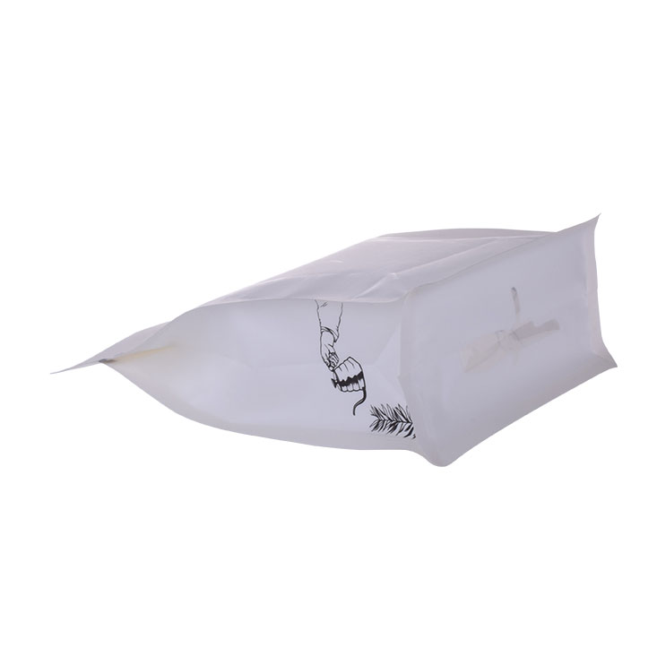 Diseño personalizado compostable Bolsas de fondo plano de papel de papel con cremallera resellable