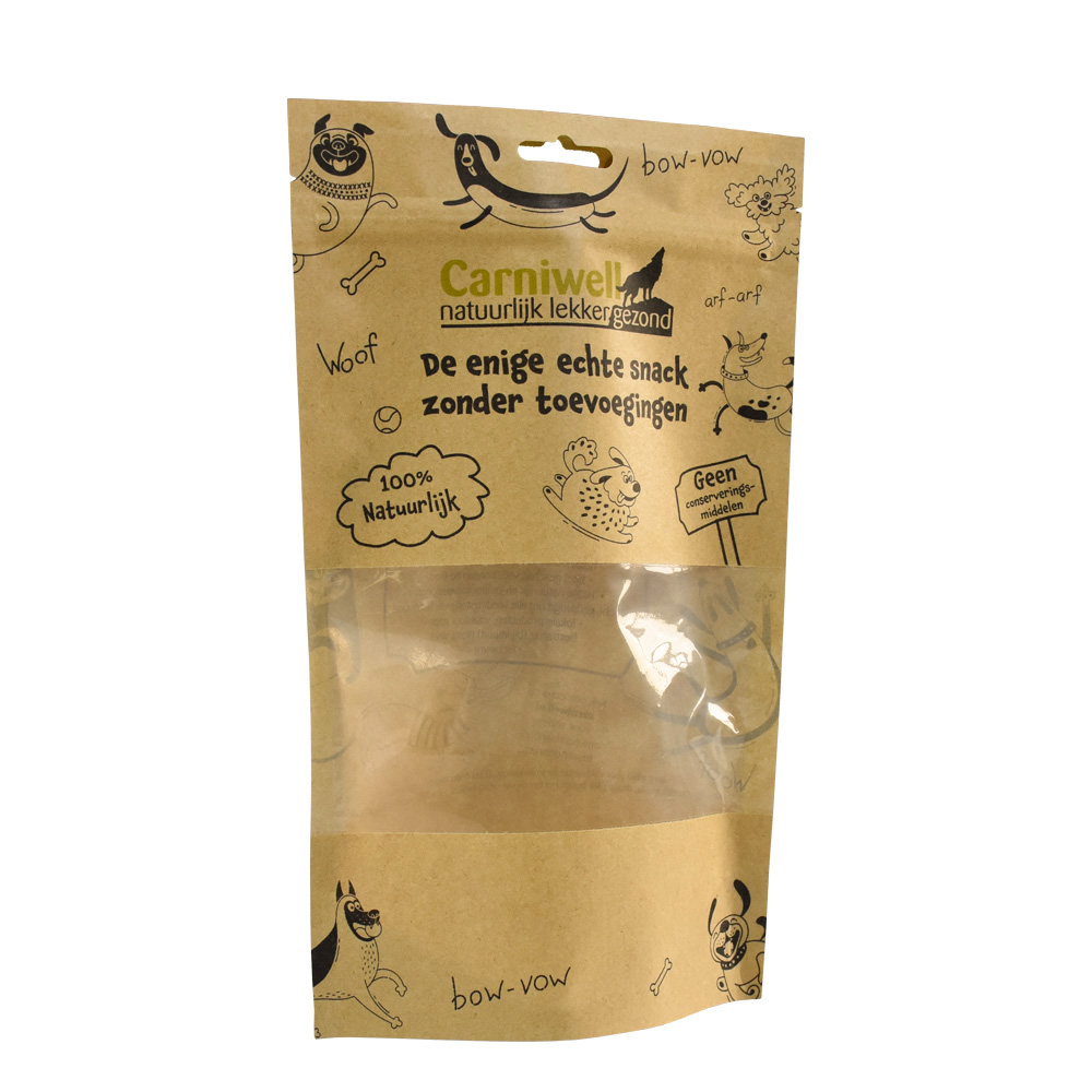 Biodegradable Kraft Paper Zipllock Bag Bag Bag Pouch mientras su diseño se imprime en el papel Kraft directamente Natural Feel Pet Food Packaging