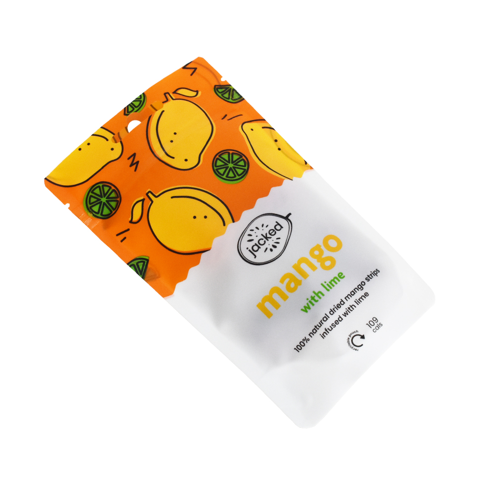 Bolsa de frutos secos resellable a prueba de humedad reciclable personalizada para tiras de mango secas