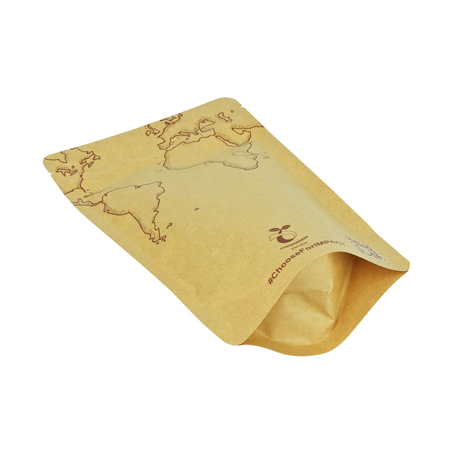 Bolsa de papel de papel Kraft de Kraft impresa en Zipllock personalable Reselable