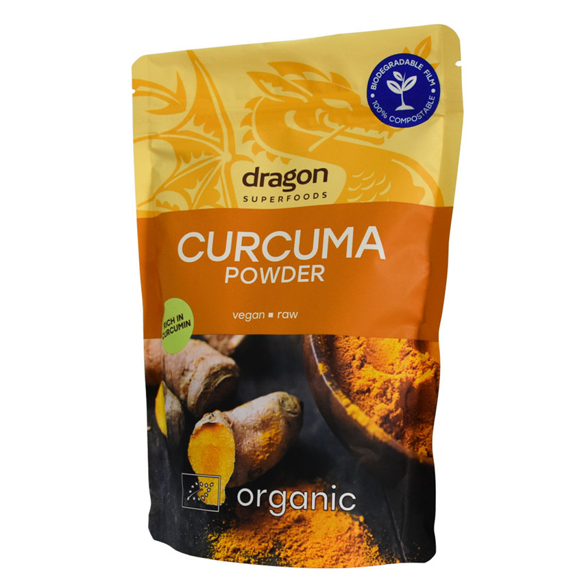 Diseño creativo de suministro de fábrica Bolsas de envasado de polvo de diseño de cúrcuma de diseño compostable