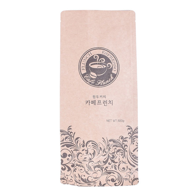 Bolsas de café personalizadas de papel kraft compostables 500 g con logotipo impreso