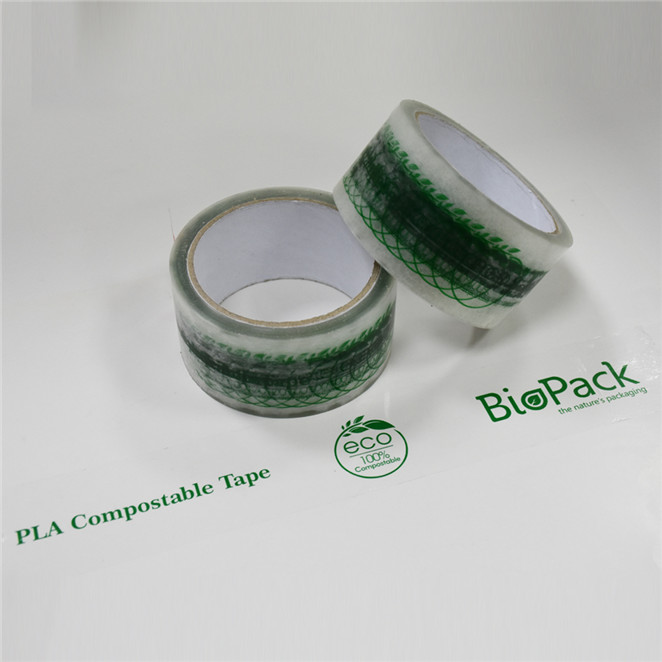 Fuerte transparente de 48 mm de ancho Cinta de envío compostable con el logotipo de su empresa