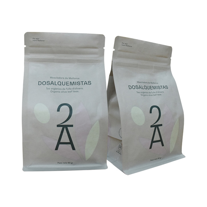 Impresión personalizada biodegradable Kraft bolsas de empaque sostenibles resellables con certificación DIN