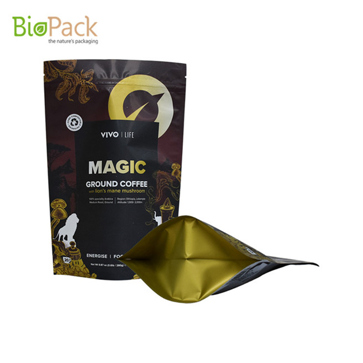 Bolsas de paquete de té y café biodegradables 100% compostables con cremallera