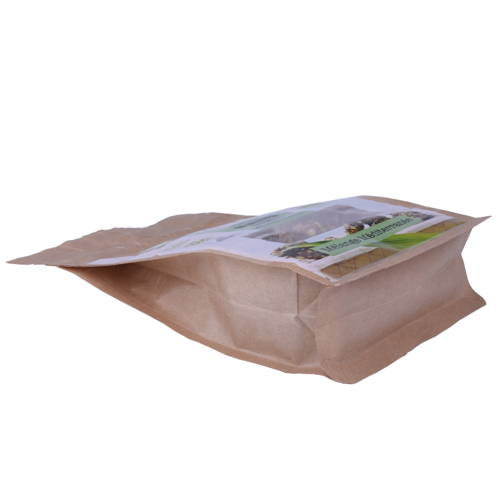 Bolso de bolsa de plástico biodegradable 100% compostable bolsa de cierre de cremallera kraft
