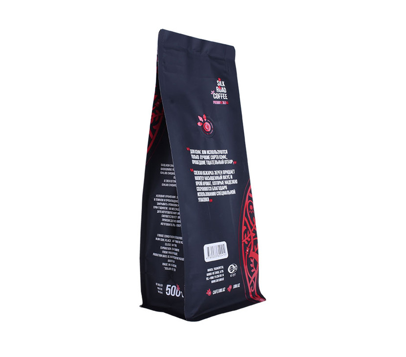 Embalaje de bolsas de fondo plano personalizado de almidón de maíz compostable para café