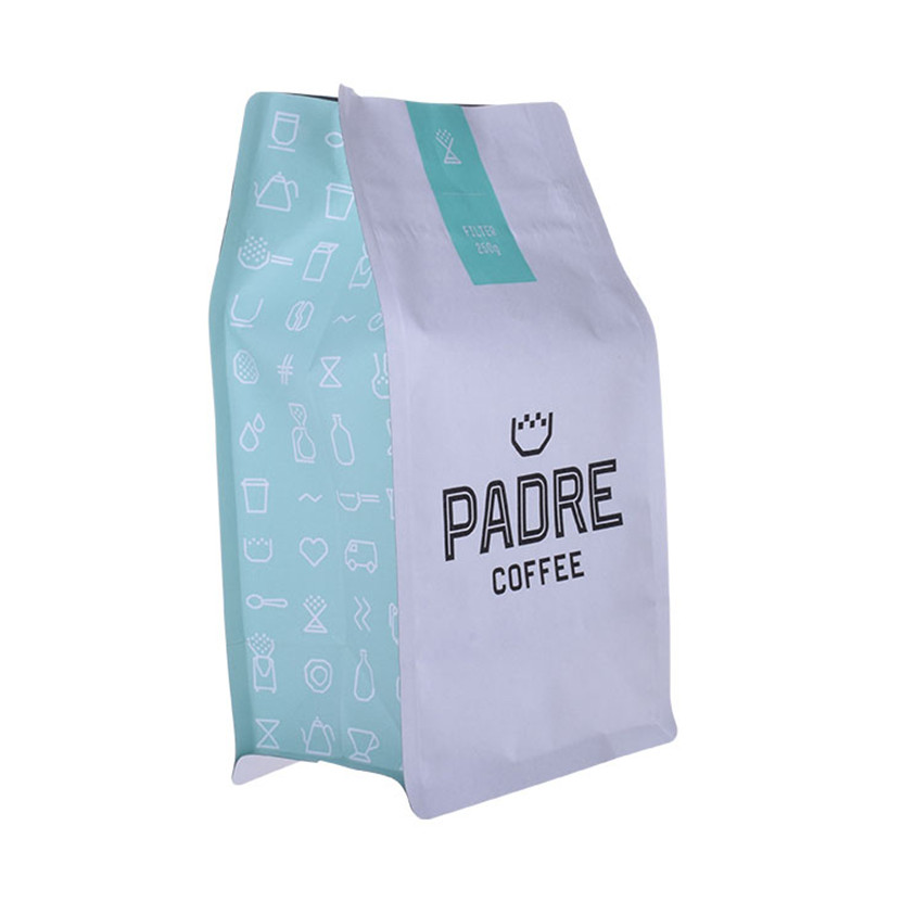 Bolso de fondo de caja recycable impresa personalizada para café 
