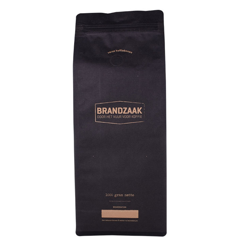 Bolsa de empaque resellable de fondo plano compostable para café