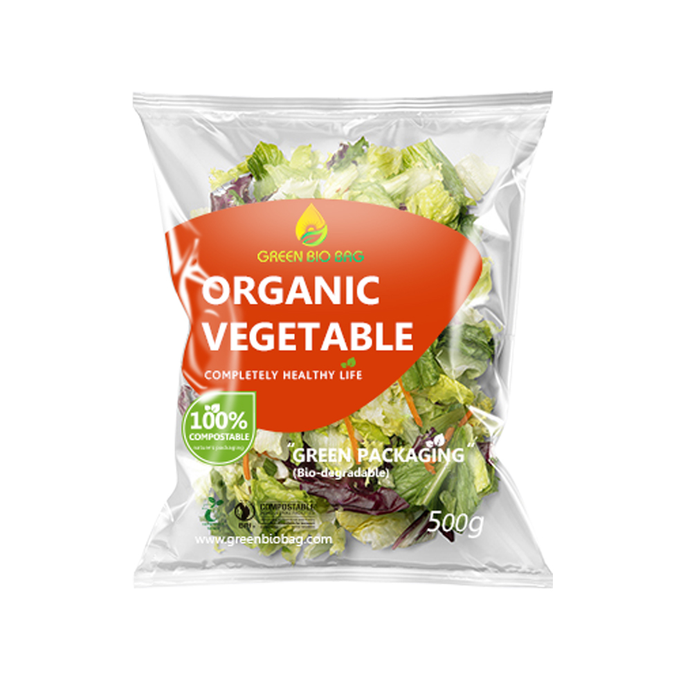 Bolsas de empaquetado de la ensalada compostable biodegradable clara amistosa de Eco