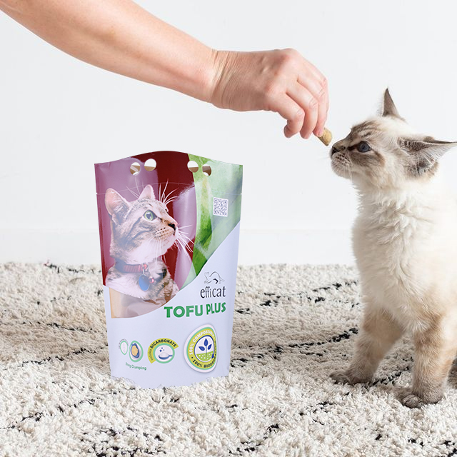 Bolsas de alimentos de gato biodegradables compostables certificados con doble agujeros para colgar al por mayor en Canadá