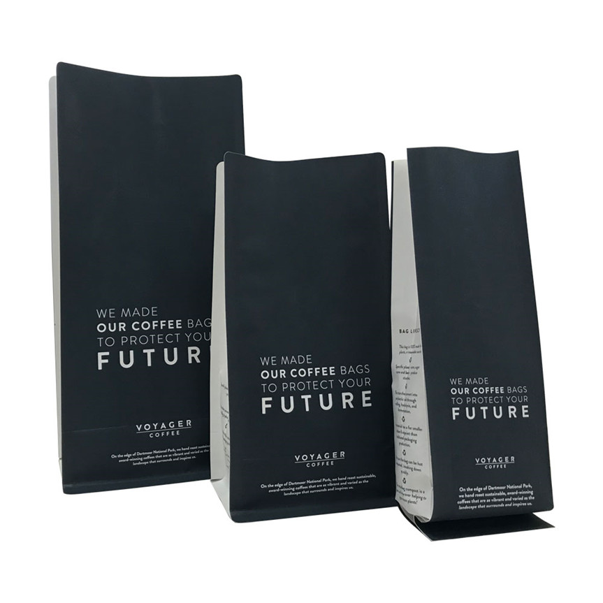 Bolsas de embalaje de fondo de fondo Kraft de papel impreso personalizado bolsas de café con válvula con válvula