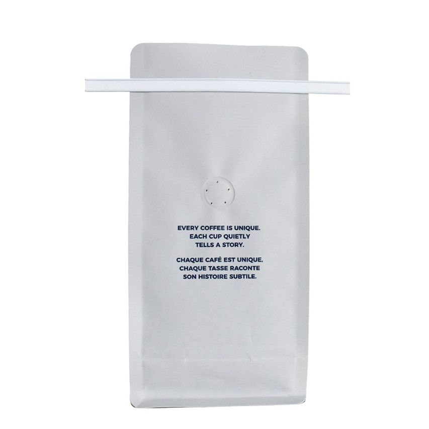 Película biodegradable de acabado brillante personalizado para empaquetar empaquetado de café personalizado de bolsa de papel resellable